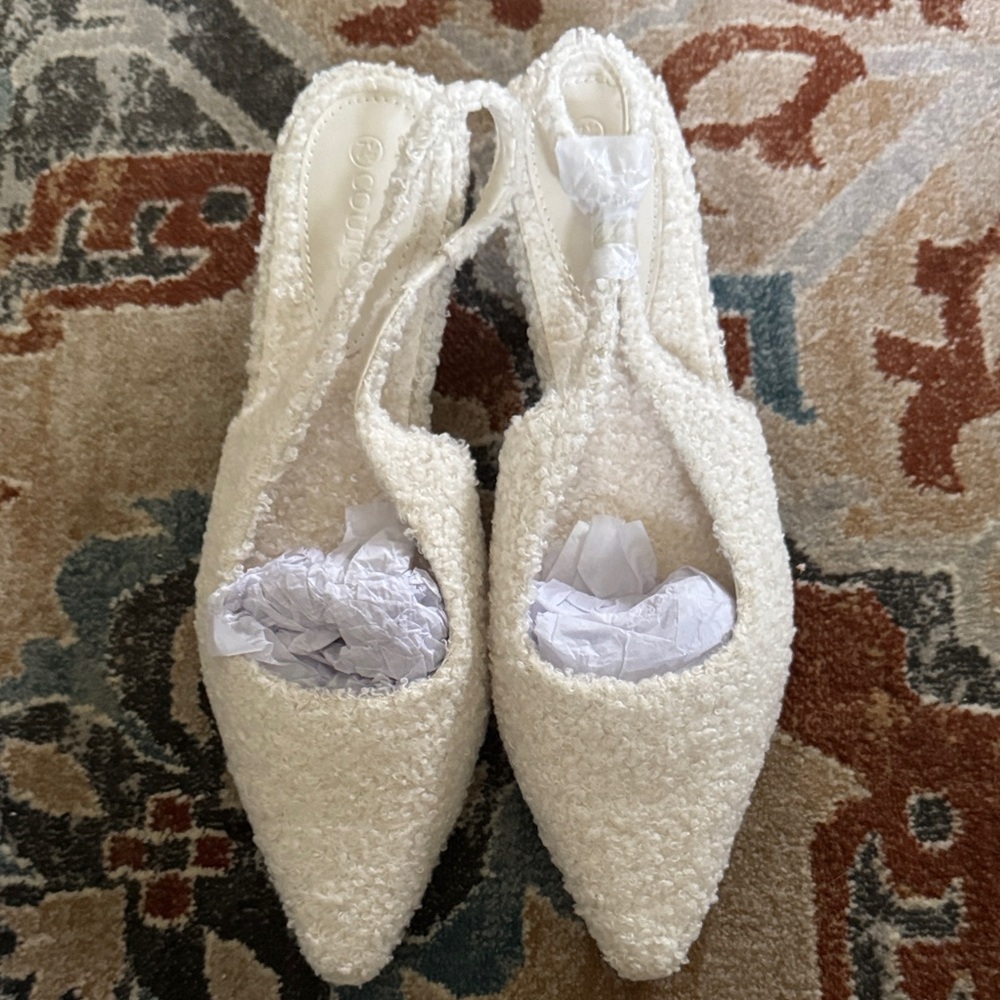 Chic Cream Boucle Slingback Mules